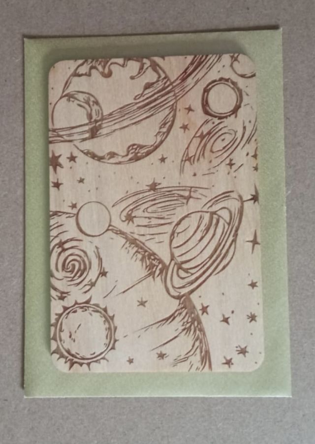 Drewniana kartka okolicznościowa z grawerem